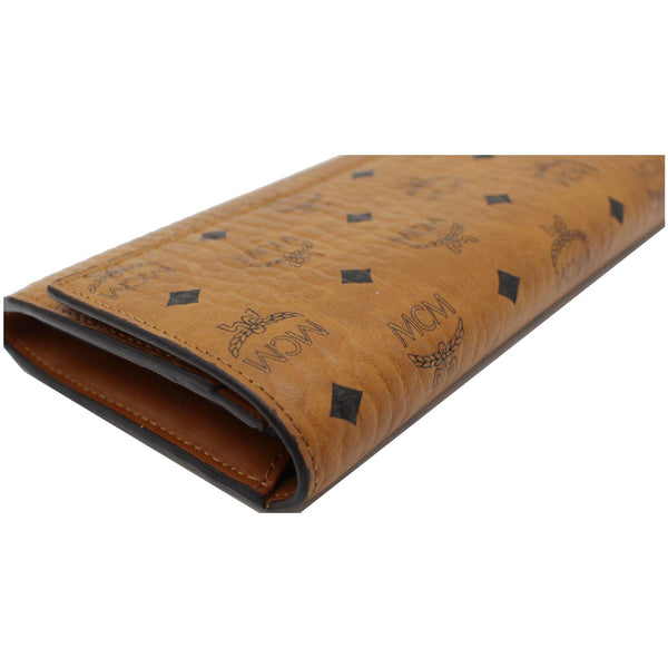 MCM Visetos Two-Fold Monogram Leather Wallet Cognac
