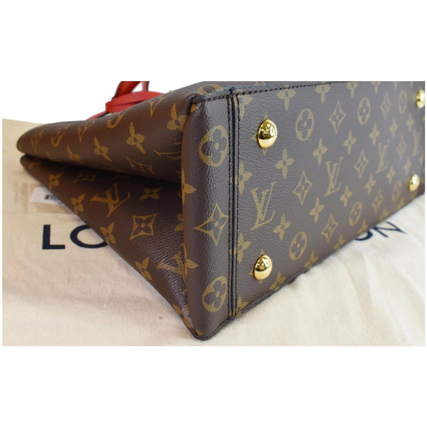 LOUIS VUITTON Flower Monogram Canvas Tote Bag Brown/Red