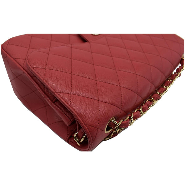 CHANEL Classic Medium Double Flap Caviar Leather Shoulder Bag Rose Pink