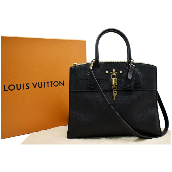Louis Vuitton City Steamer MM Leather Shoulder Bag - Noir Black