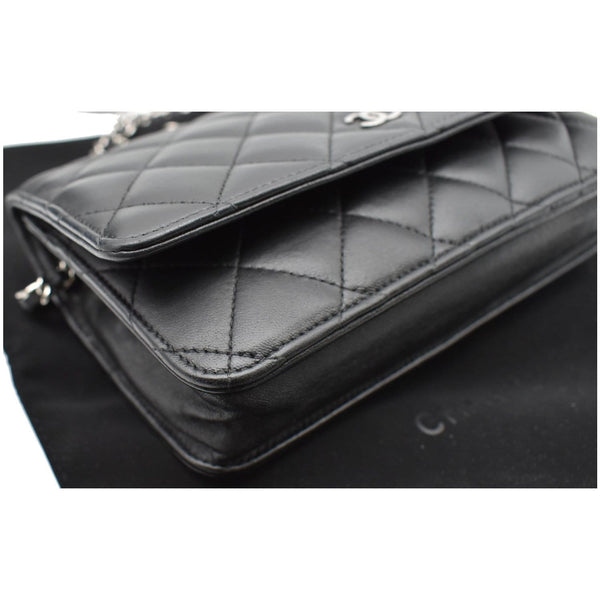 CHANEL WOC Lambskin Leather Chain Crossbody Bag Black