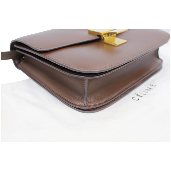 CELINE Medium Classic Box Calfskin Flap Crossbody Bag Brown