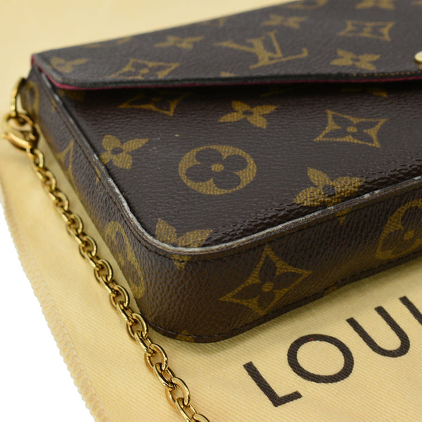 LOUIS VUITTON Felicie Monogram Canvas Pochette Crossbody Bag Brown