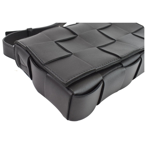 BOTTEGA VENETA Cassette Maxi Lambskin Crossbody Bag Black