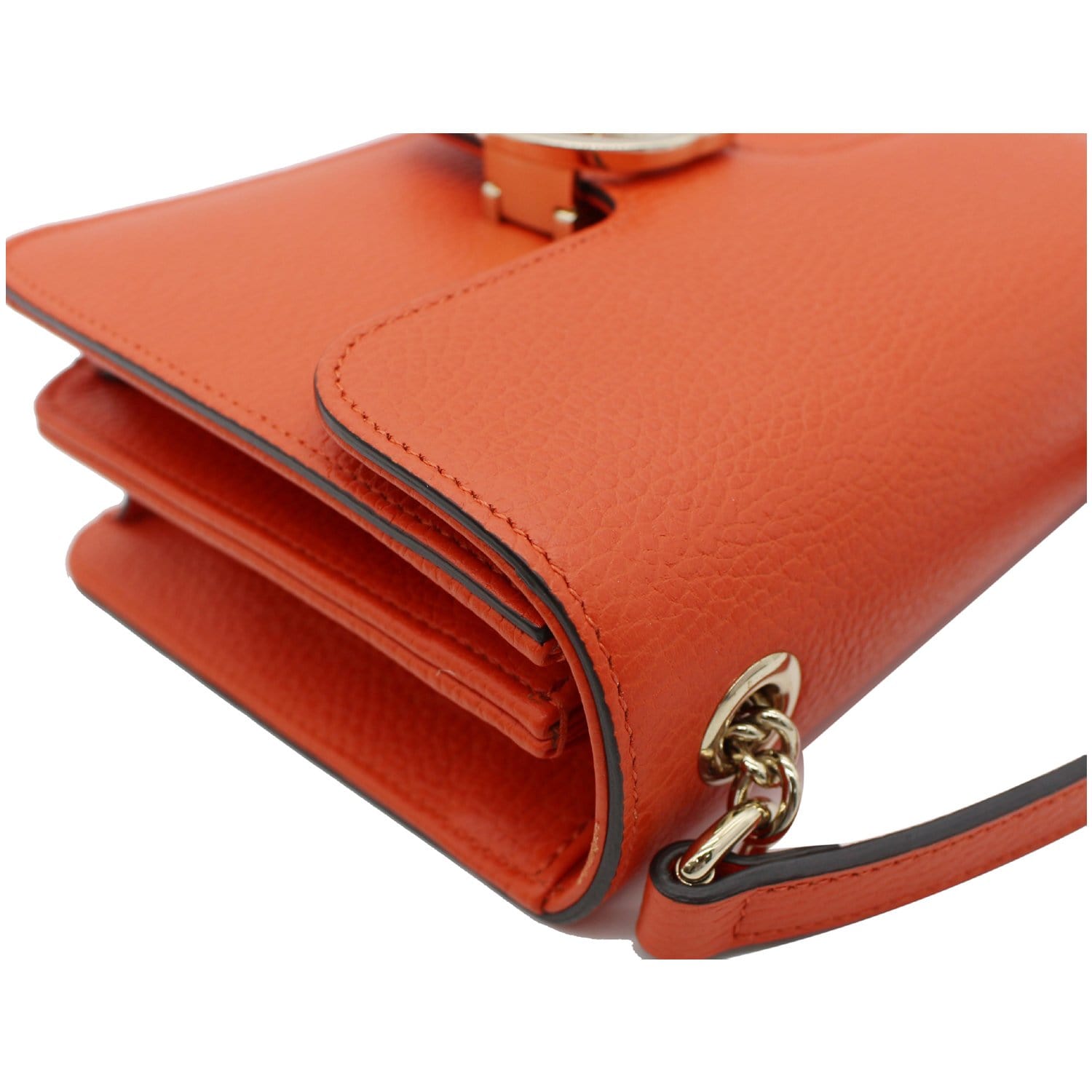 Gucci Orange Pebbled Leather Interlocking G Medium Shoulder Bag