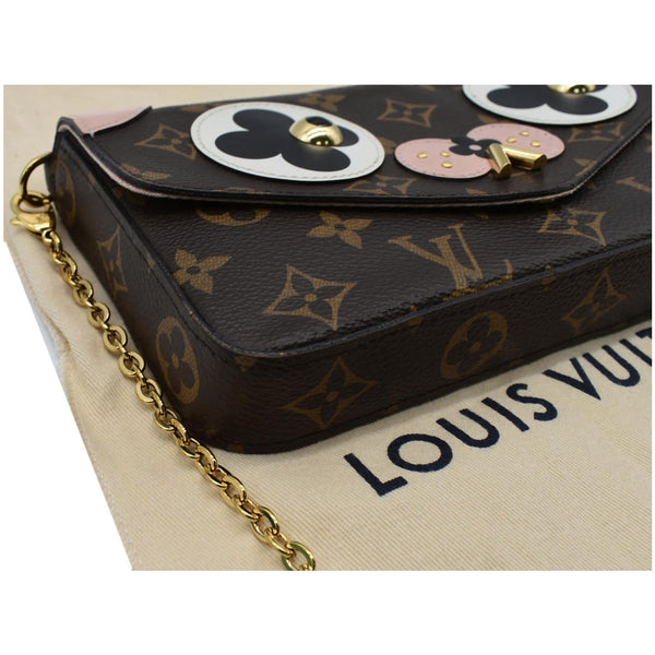 LOUIS VUITTON Pochette Felicie Dog Monogram Chain Crossbody Bag Brown