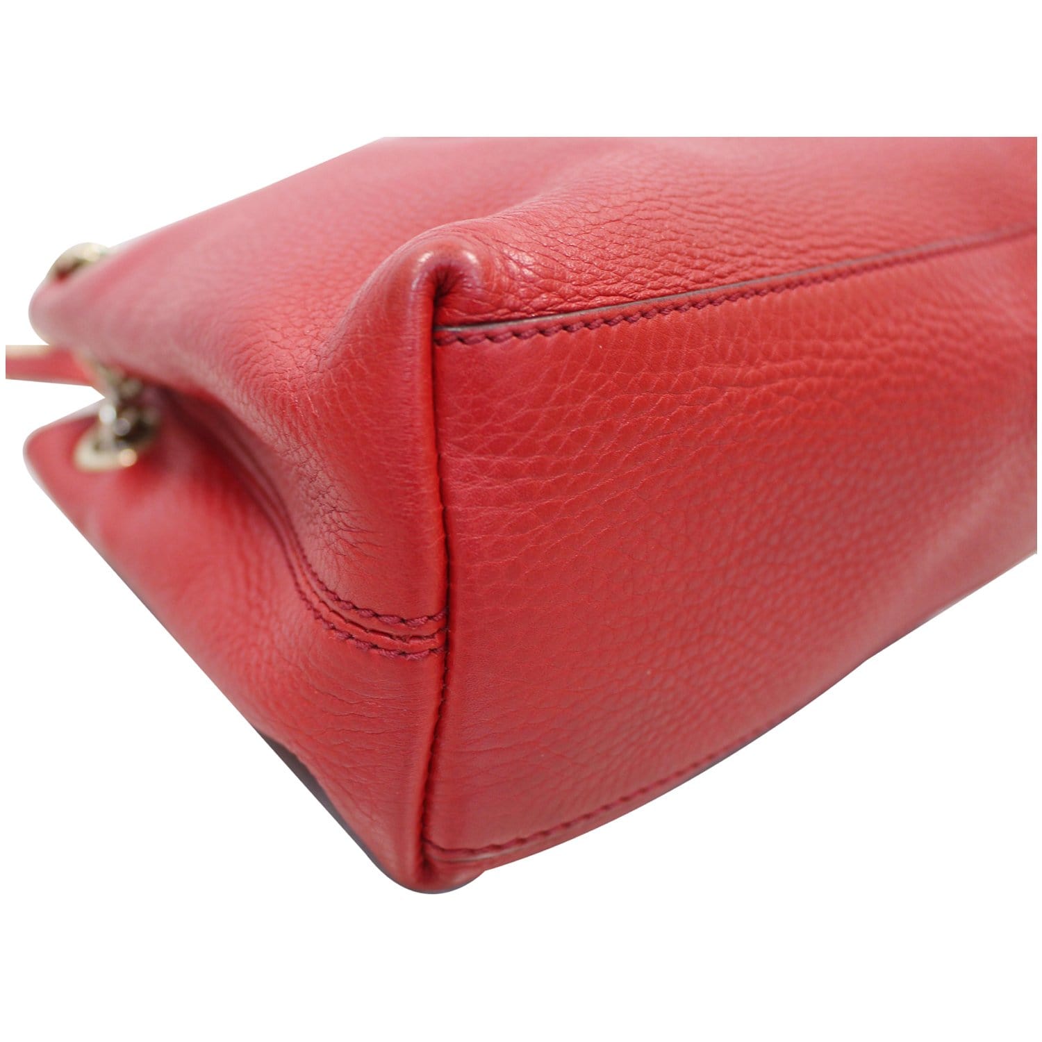 Authenticated used Gucci Bag Soho Chain Shoulder Red Mini Pochette Diagonal Fringe Tassel Women's Calf Leather Gucci, Adult Unisex, Size: (HxWxD)
