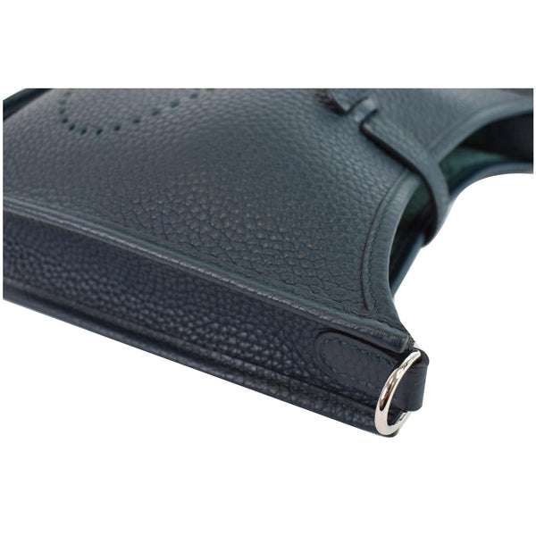 HERMES Evelyne TPM Clemence Leather Shoulder Bag Dark Green