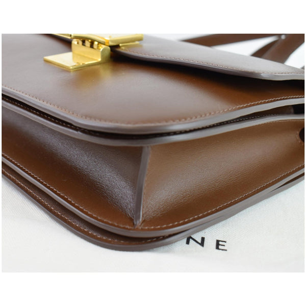 CELINE Medium Classic Box Calfskin Flap Crossbody Bag Brown