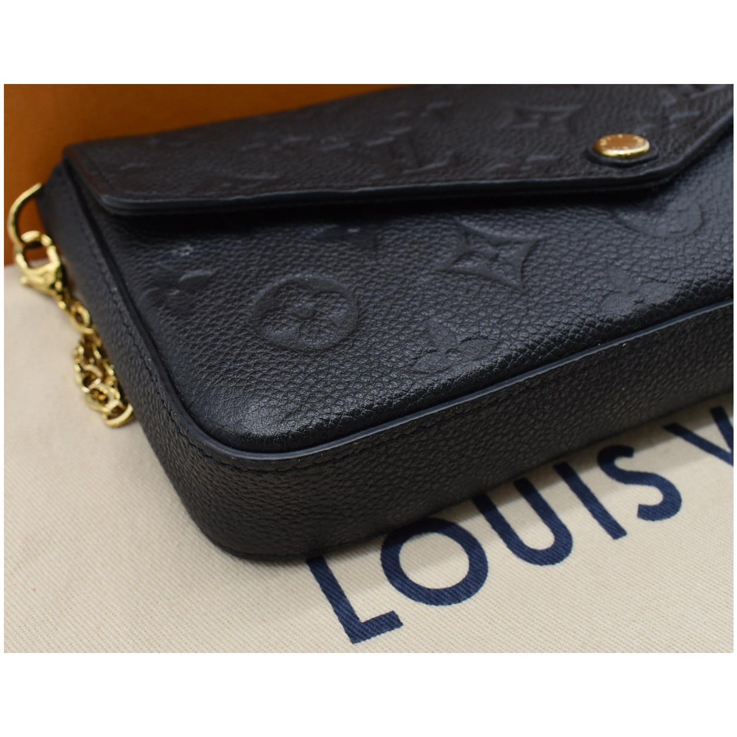 LOUIS VUITTON Pochette Felicie Monogram Empreinte Chain Wallet Black