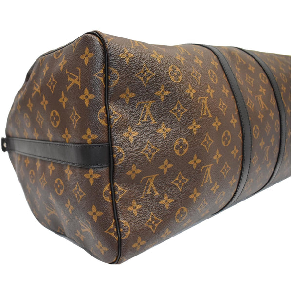 LOUIS VUITTON Keepall Bandouliere 55 Monogram Macassar Travel Bag Brown
