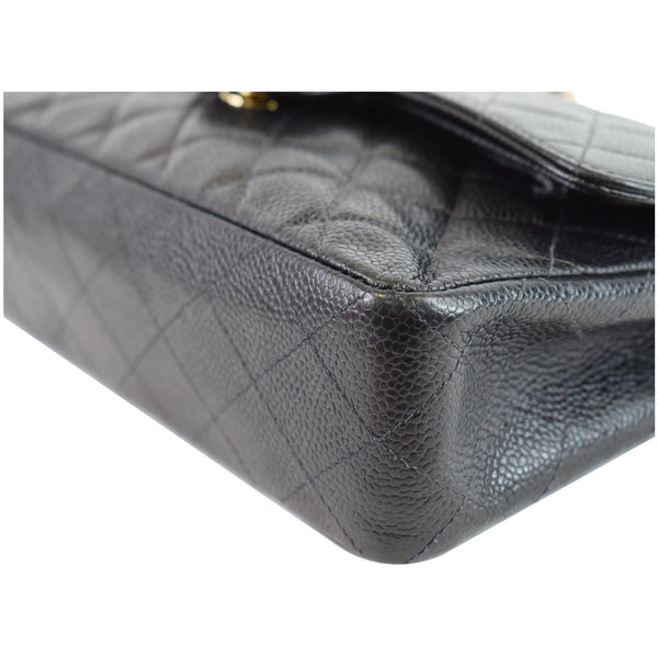 CHANEL Small Double Flap Caviar Quilted Leather Shoulder Bag Black