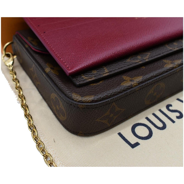 LOUIS VUITTON Felicie Monogram Canvas Pochette Crossbody Bag Brown
