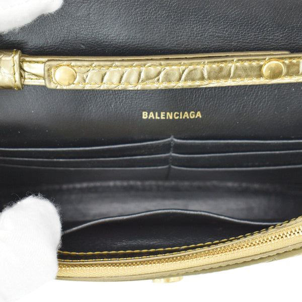 Balenciaga Hourglass Crocodile Leather WOC Crossbody Bag
