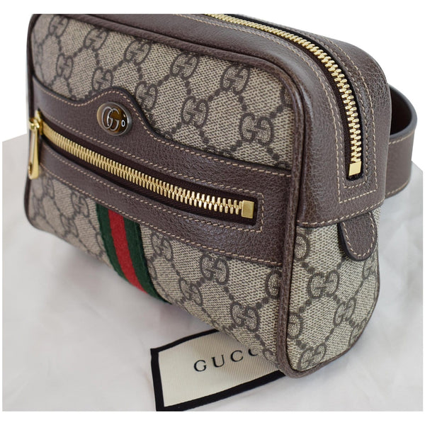 GUCCI Ophidia Small GG Supreme Canvas Web Belt Bag Brown 517076