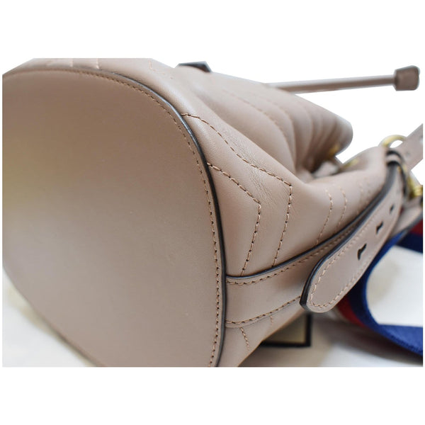GUCCI Matelasse GG Marmont Quilted Bucket Shoulder Bag Nude 476674