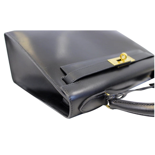 HERMES Kelly Sellier 28 Box Leather Bag Black-US