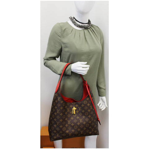 LOUIS VUITTON Flower Hobo Monogram Canvas Shoulder Hobo Bag Brown