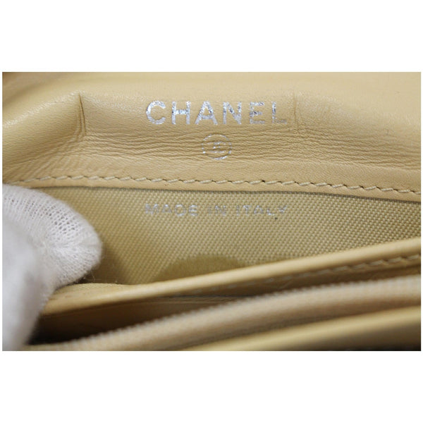Chanel Cambon Flap Calfskin Quilted Wallet Beige interior