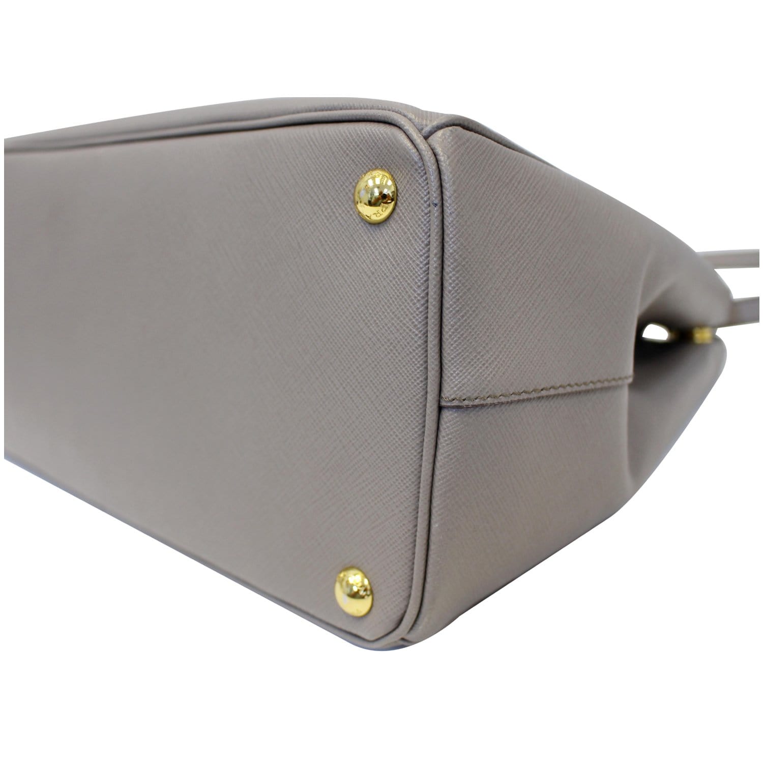 PRADA Grey Saffiano Lux Leather Large Double Zip…