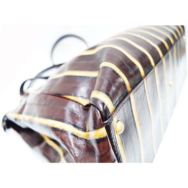 Fendi Peekaboo Striped Eel Skin Leather Shoulder Bag - authentic 