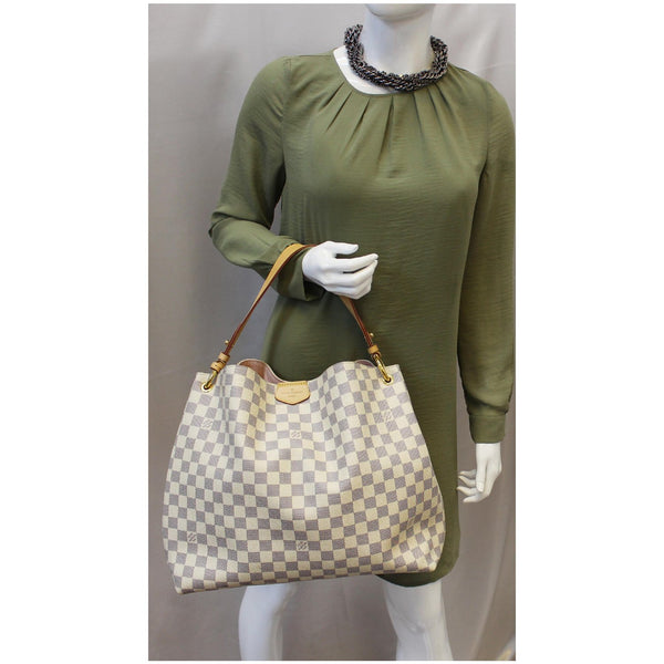 LOUIS VUITTON Graceful MM Damier Azur Shoulder Bag White-US