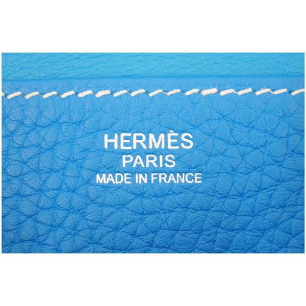 HERMES Halzan 31cm Clemence Leather Crossbody Bag Blue