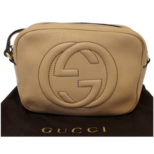 GUCCI Soho Disco Pebbled Leather Small Crossbody Bag Beige 308364-US