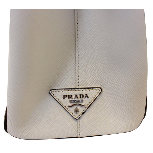 Prada Galleria Bag Striped Saffiano Leather Tote Bag - side Logo 