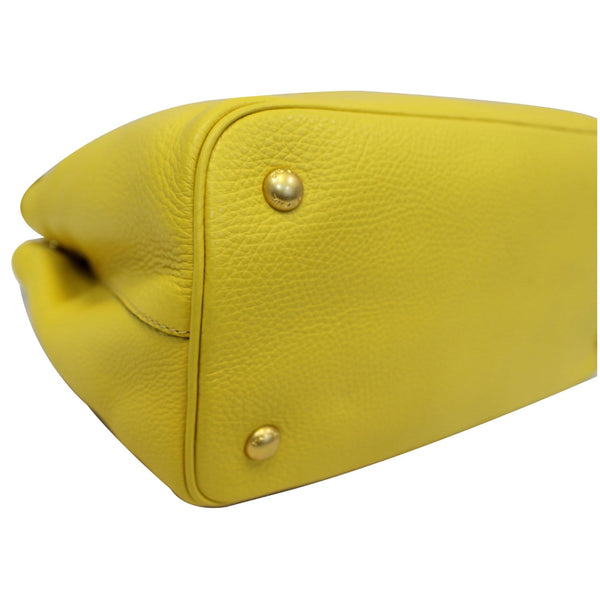 Prada Vitello Phenix Leather Tote Bag Yellow For Women corner view