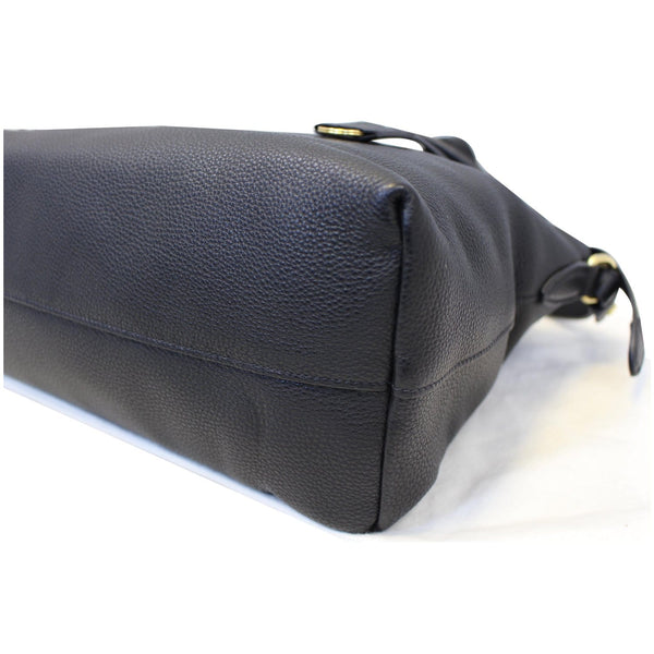 PRADA Daino Medium Leather Tote Shoulder Bag Black