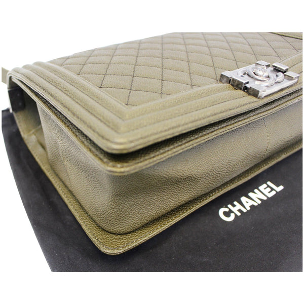 Chanel Boy Medium Flap Caviar Leather Shoulder Bag - corner