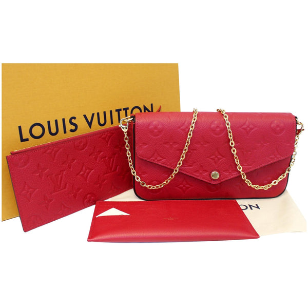 LOUIS VUITTON Pochette Felicie Monogram Empreinte Chain Wallet Red