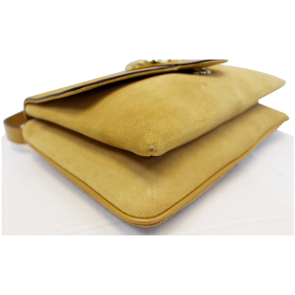 GUCCI Arli Medium Suede Leather Shoulder Crossbody Bag Mustard Yellow