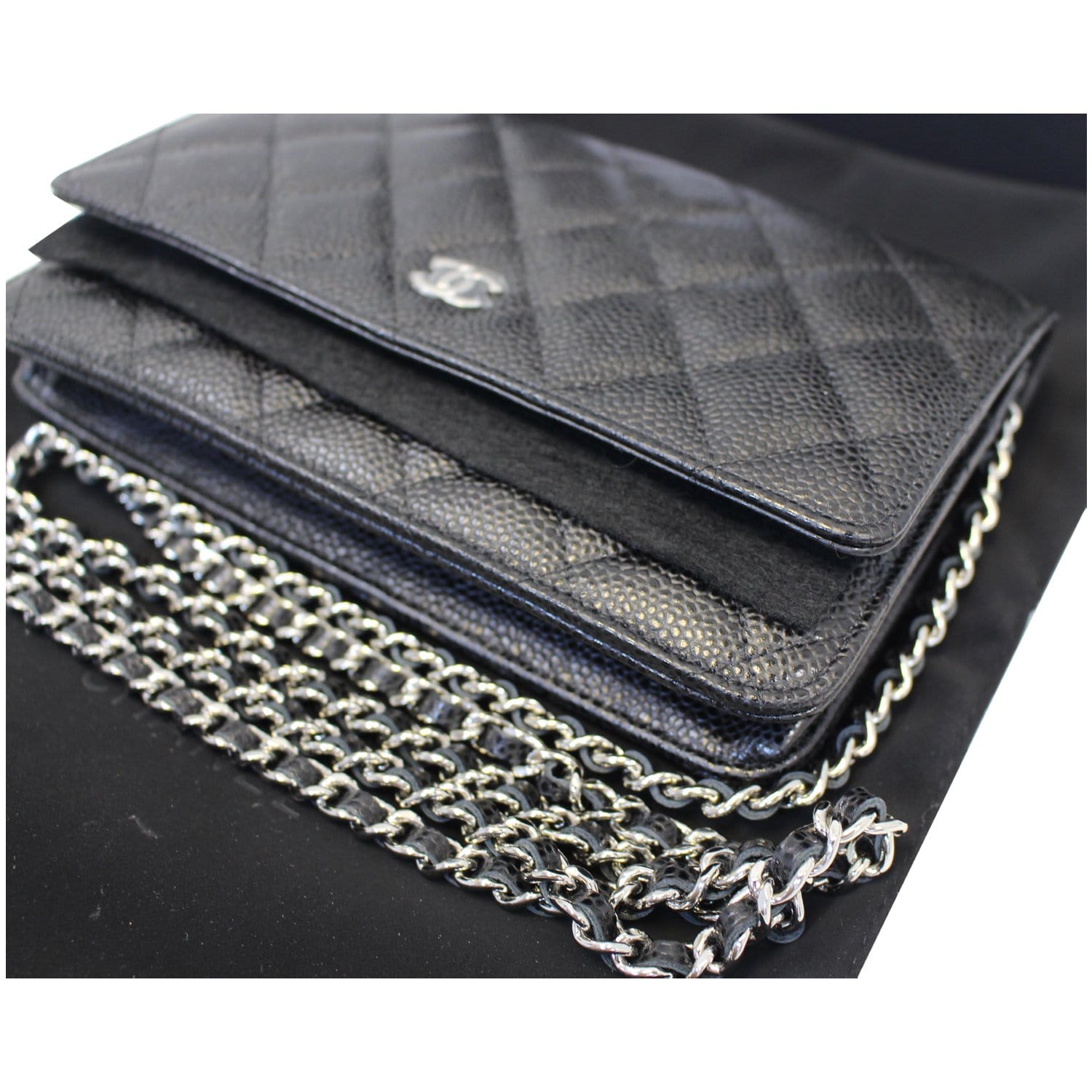 Wallet on chain double c leather crossbody bag Chanel Black in Leather -  24172705