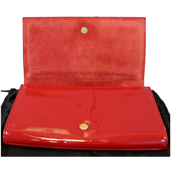 YVES SAINT LAURENT Large Belle de Jour Patent Leather Clutch Bag Red-US