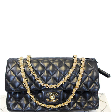 CHANEL Classic Jumbo Quilted Lambskin Leather Double Flap Shoulder Bag