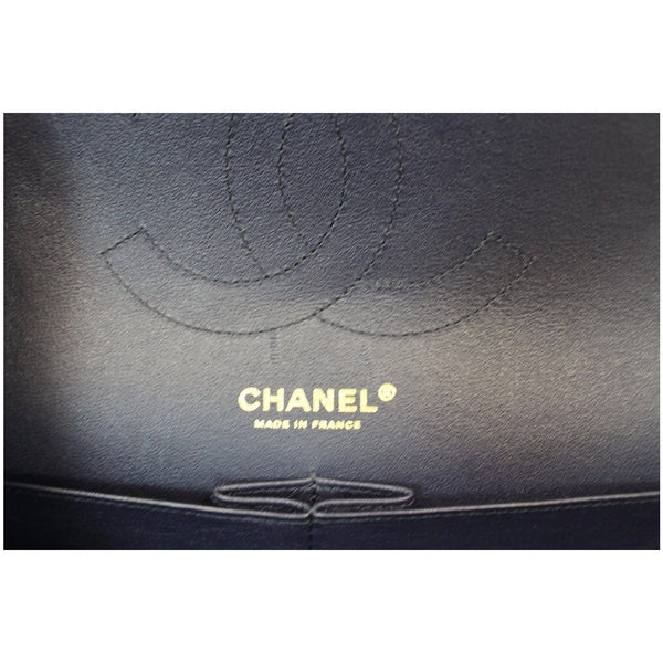 Chanel Jumbo Double Flap Caviar Leather Shoulder Bag Blue full view
