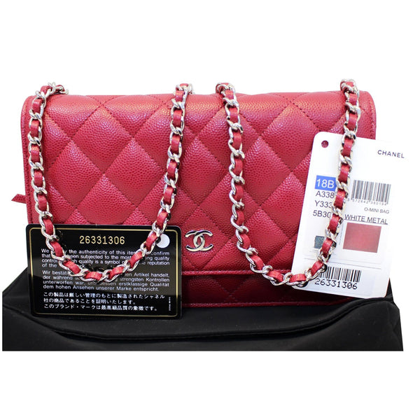 CHANEL Wallet On Chain WOC Caviar Leather Clutch Crossbody Bag Red