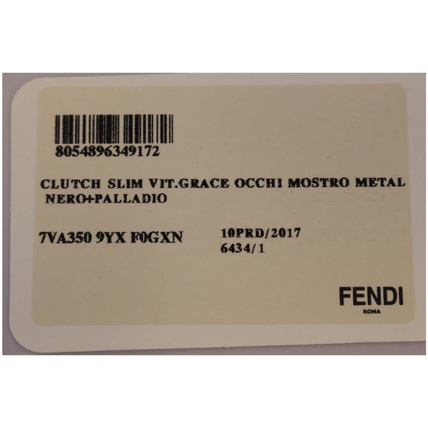 Fendi Clutch Bag Bugs Metal Slim Black - serial number