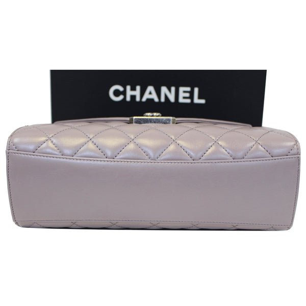 Chanel Flap Bag Quilted Sheepskin with Handle Lilac bottom view