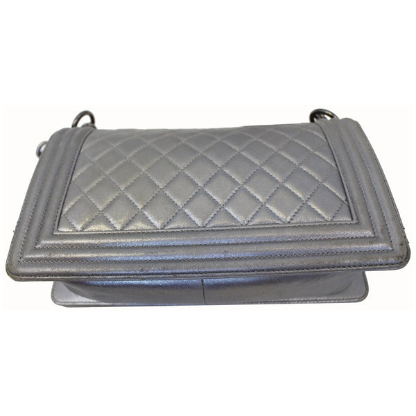 CHANEL Boy Medium Lambskin Leather Embroidered Shoulder Bag Silver-US