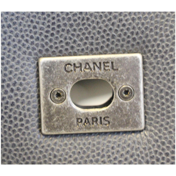 CHANEL Coco Handle Caviar Quilted Leather Shoulder Bag Grey