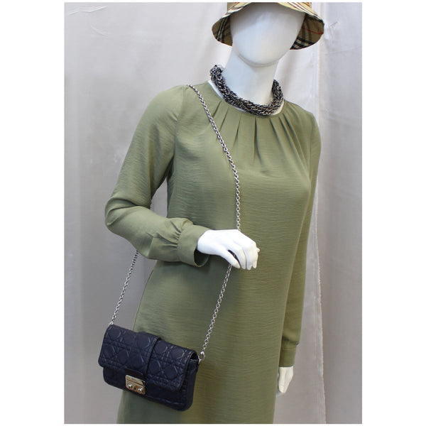 CHRISTIAN DIOR Miss Dior Cannage Quilted Leather Crossbody Bag Black-US