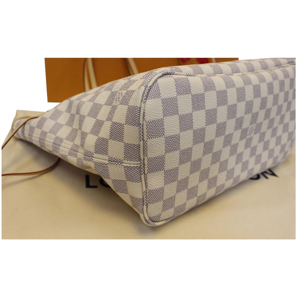LOUIS VUITTON Neverfull MM Damier Azur Tote Shoulder Bag White