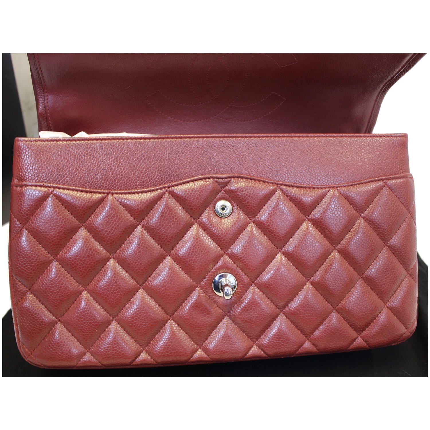 Chanel Jumbo Double Flap Shoulder Bag Caviar Quilted Red