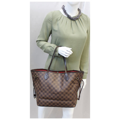 LOUIS VUITTON Neverfull MM Damier Ebene Tote Shoulder Bag-US