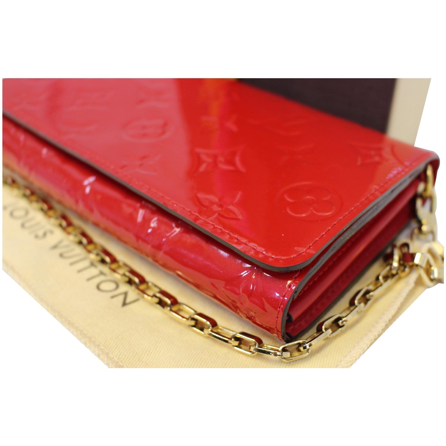 Louis Vuitton Cherrywood Chain Wallet Vernis with Monogram Canvas Pink  66978828