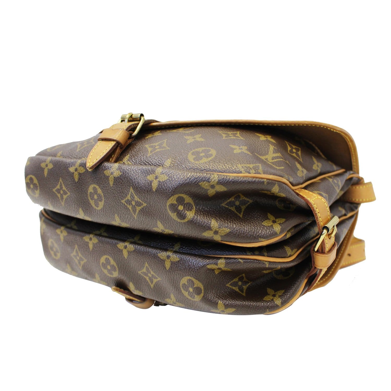 Saumur cloth handbag Louis Vuitton Brown in Cloth - 28417649
