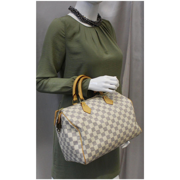 LOUIS VUITTON  Speedy 30 Damier Azur Satchel Handbag White